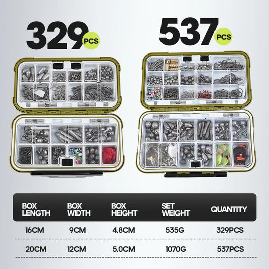329pcs Fishing Kit with Tackle Box Complete Lure Set