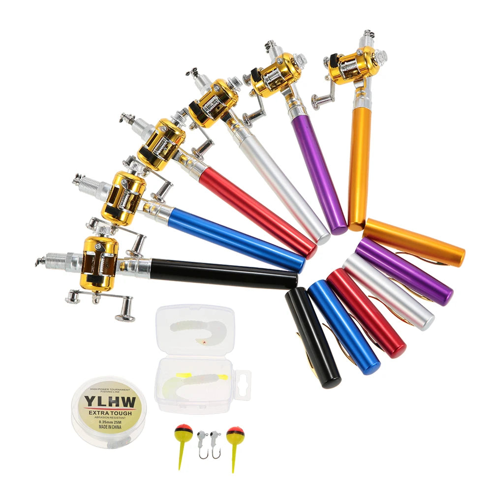 Telescopic Portable Pocket Pen Fishing Rod reel Fishing Line Soft Lures Baits Jig Hooks
