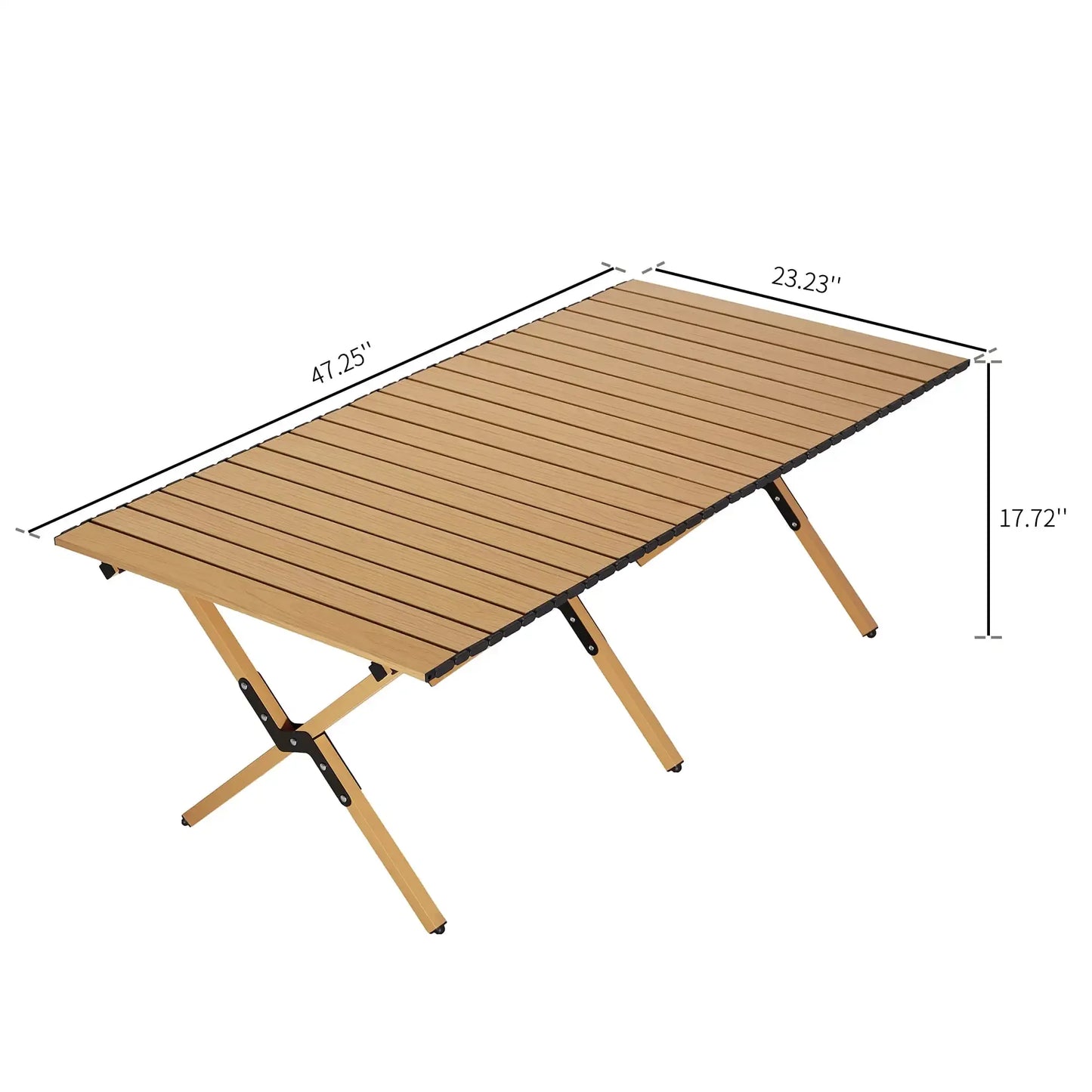 Portable Roll-Top Camping Table, 47.3" x 23.2" x 17.7"