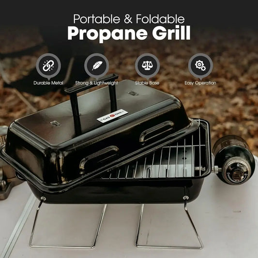 Portable Propane Gas Grill with Foldable Legs -