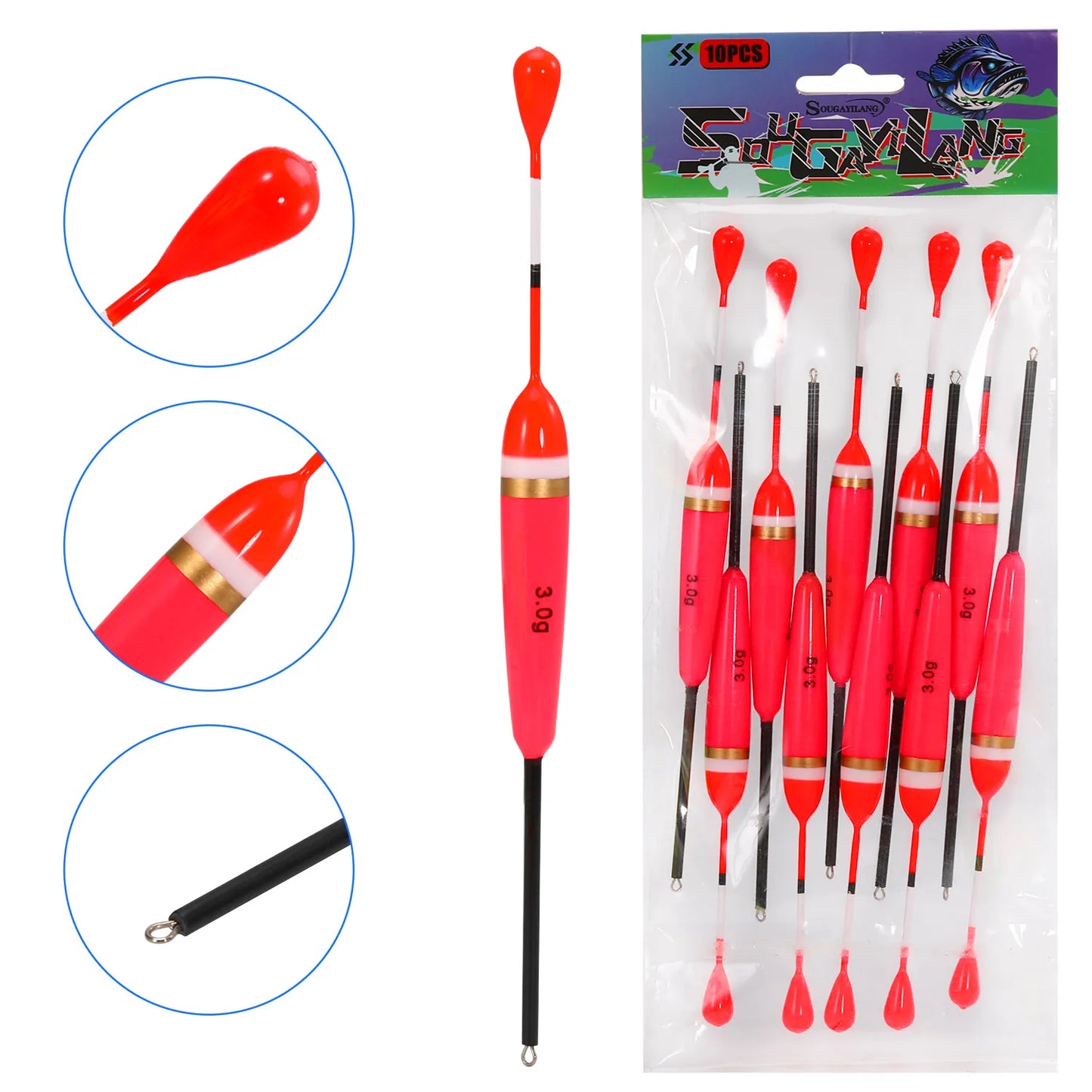 10 PC Fishing Float Set 3-6g Nano Material Streamline Design