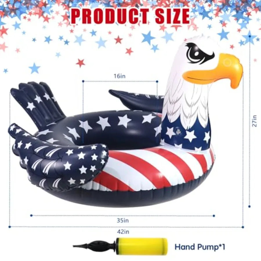 Inflatable Eagle Pool Floats Tube Rings American Flag Design Floating Raft Funny Lake Beach