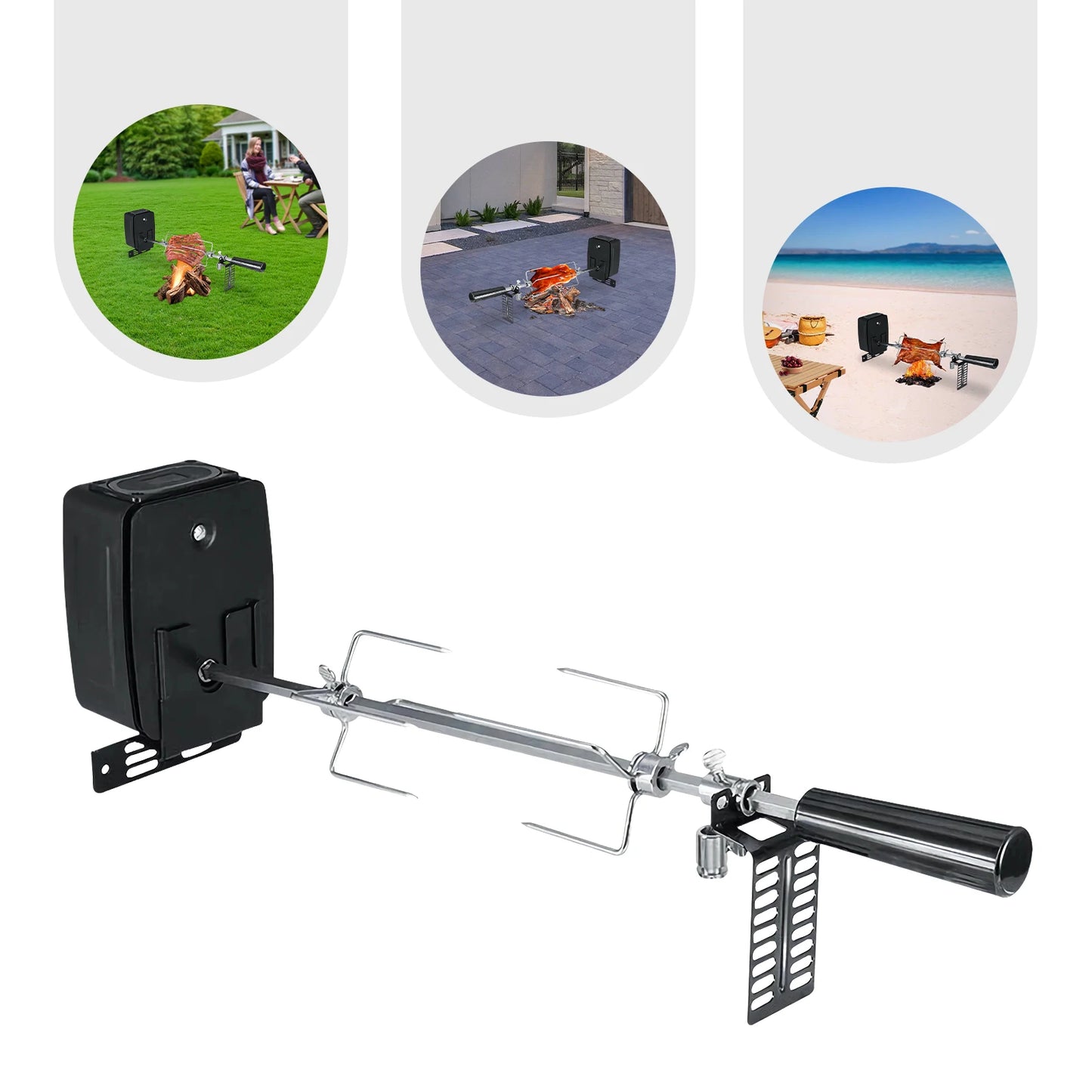 Electric Rotating BBQ Grill Rack for Home, 304 Stainless Steel 360° 7kg Capacity Oven Mount