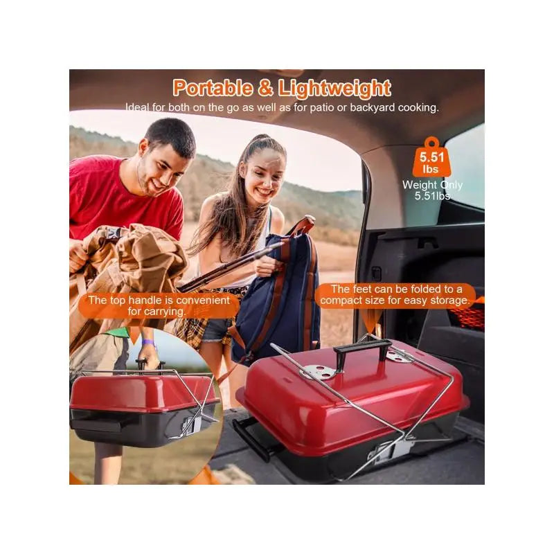 Portable Charcoal Grill Tabletop Grill with Lid