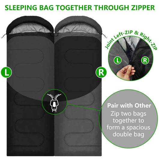 4 Season Warm Envelope Backpacking Sleeping Bags for Outdoor Traveling Hiking