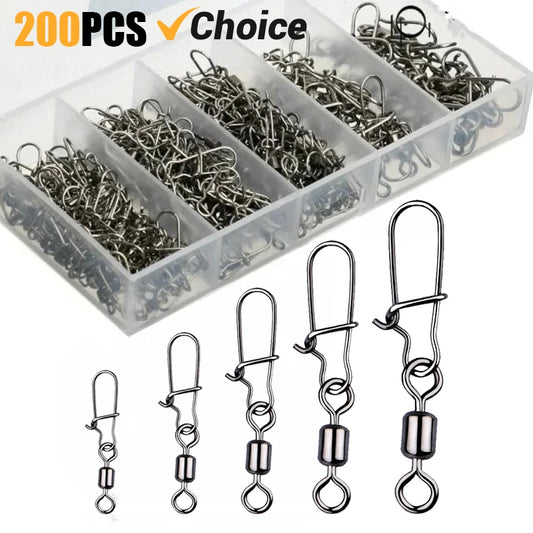 Stainless Steel Fishing Swivel Snaps 4#-12# Rolling Bearing Duo-Lock Connector