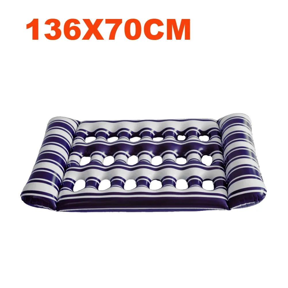 Inflatable Floating Bed with Headrest PVC Floating Lounger Pool Air Mattress for Swimming Pool Beach Adult Water Sleeping Bed