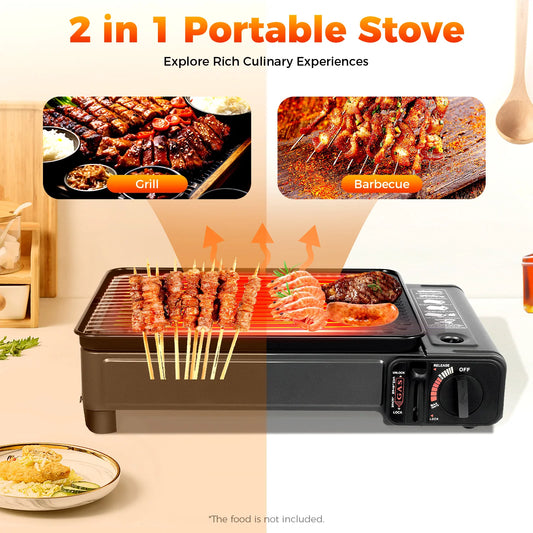Portable Camping Grill Gas Stove BBQ Grills with Storage Box