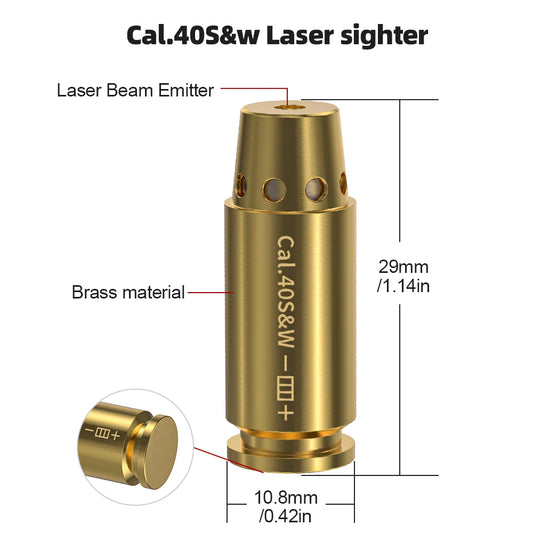 40SW Red Laser Bore sighter Cartridge for Pistol