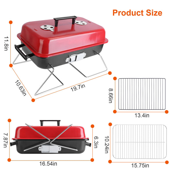 Portable Charcoal Grill Tabletop Grill with Lid