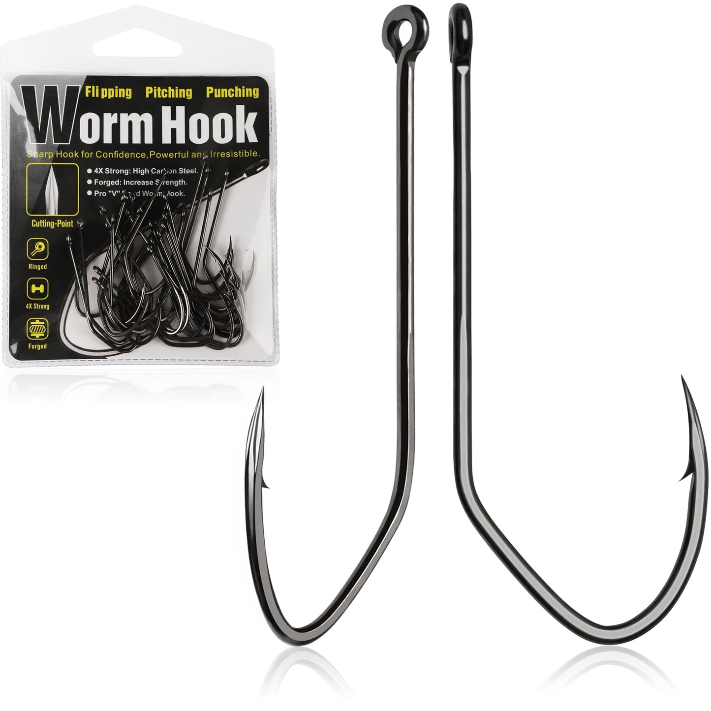 Weedless Worm Hooks Wacky Rig Hooks Texas Rig Hooks 30PCS Professional V