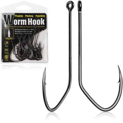 Weedless Worm Hooks Wacky Rig Hooks Texas Rig Hooks 30PCS Professional V