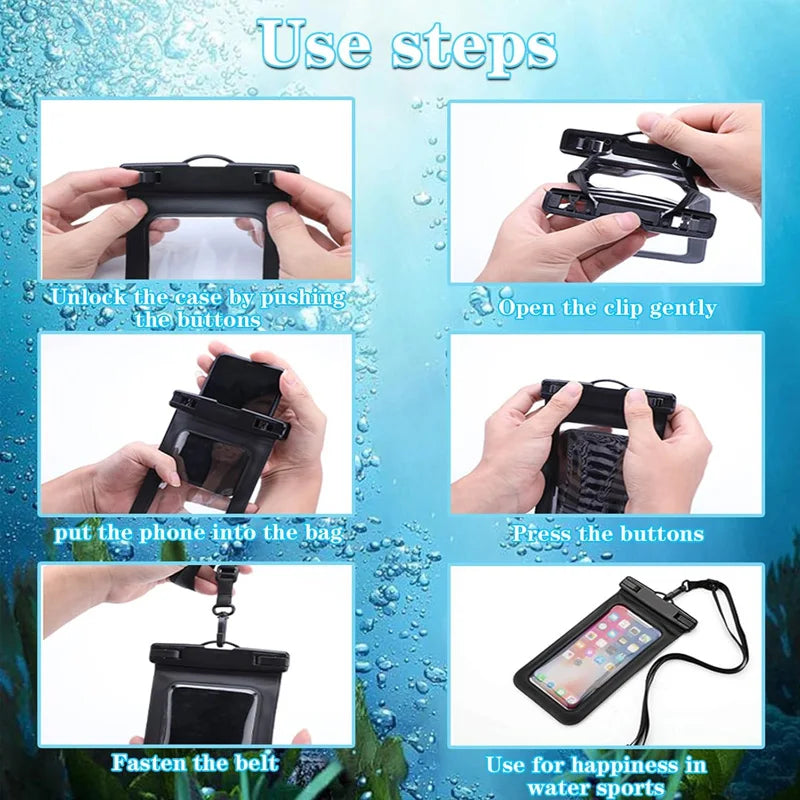 4-Pack - Waterproof Case for Swimming, Beach, Rain, Up to 100ft Deep, Clear & Touch Sensitive