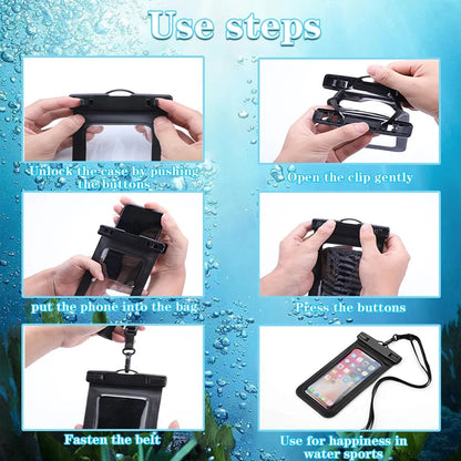 4-Pack - Waterproof Case for Swimming, Beach, Rain, Up to 100ft Deep, Clear & Touch Sensitive