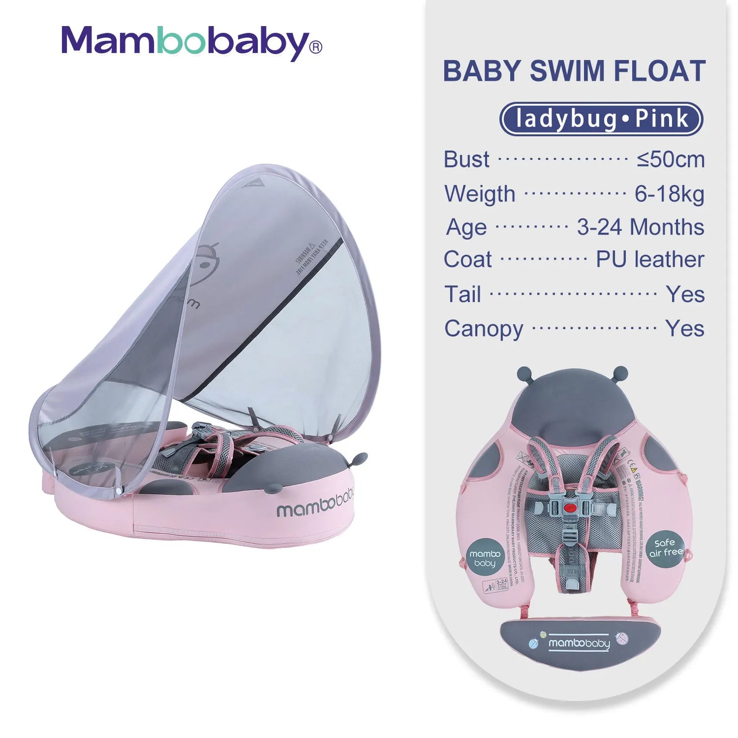 Non-Inflatable Baby Float with Canopy
