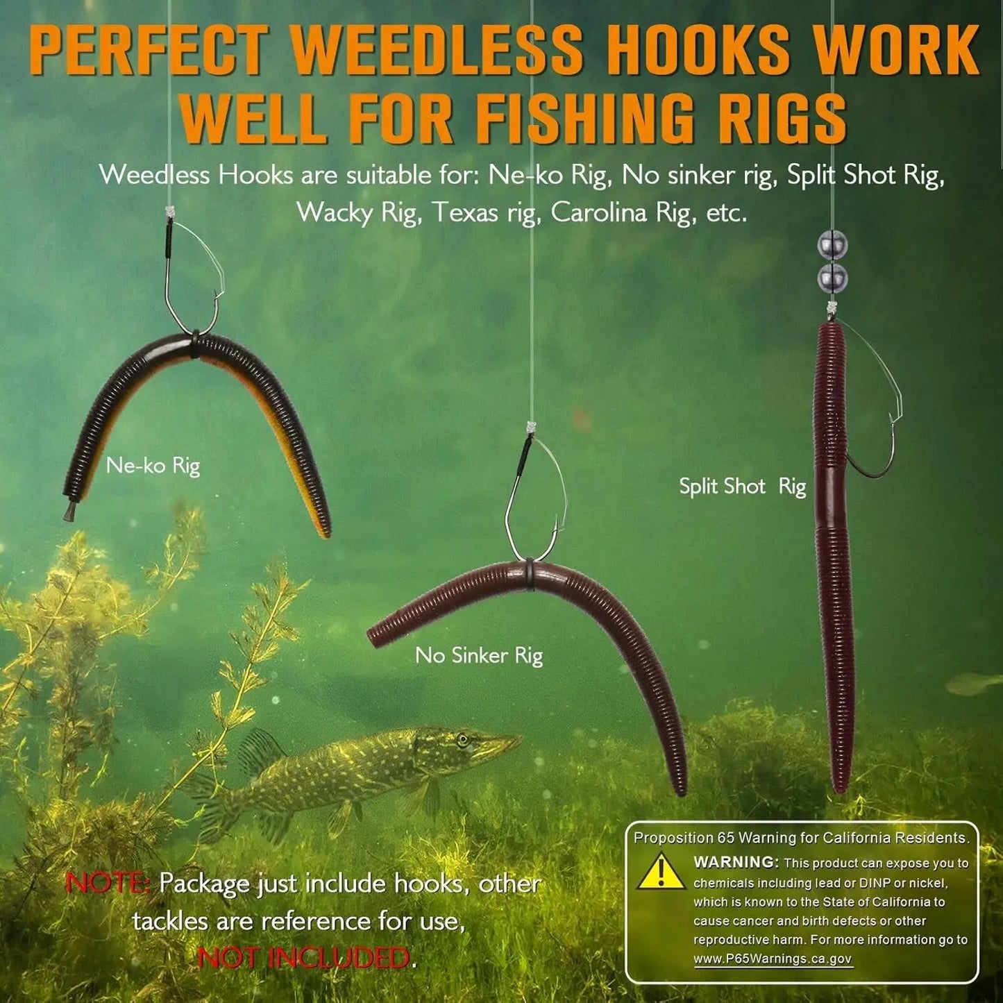 Weedless Worm Hooks Wacky Rig Hooks Texas Rig Hooks 30PCS Professional V