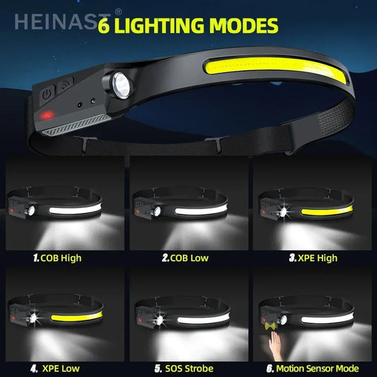 4-Pack LED Sensor Headlamp USB Rechargeable Built-in Battery Waterproof Head Torch for Camping Fishing Hiking