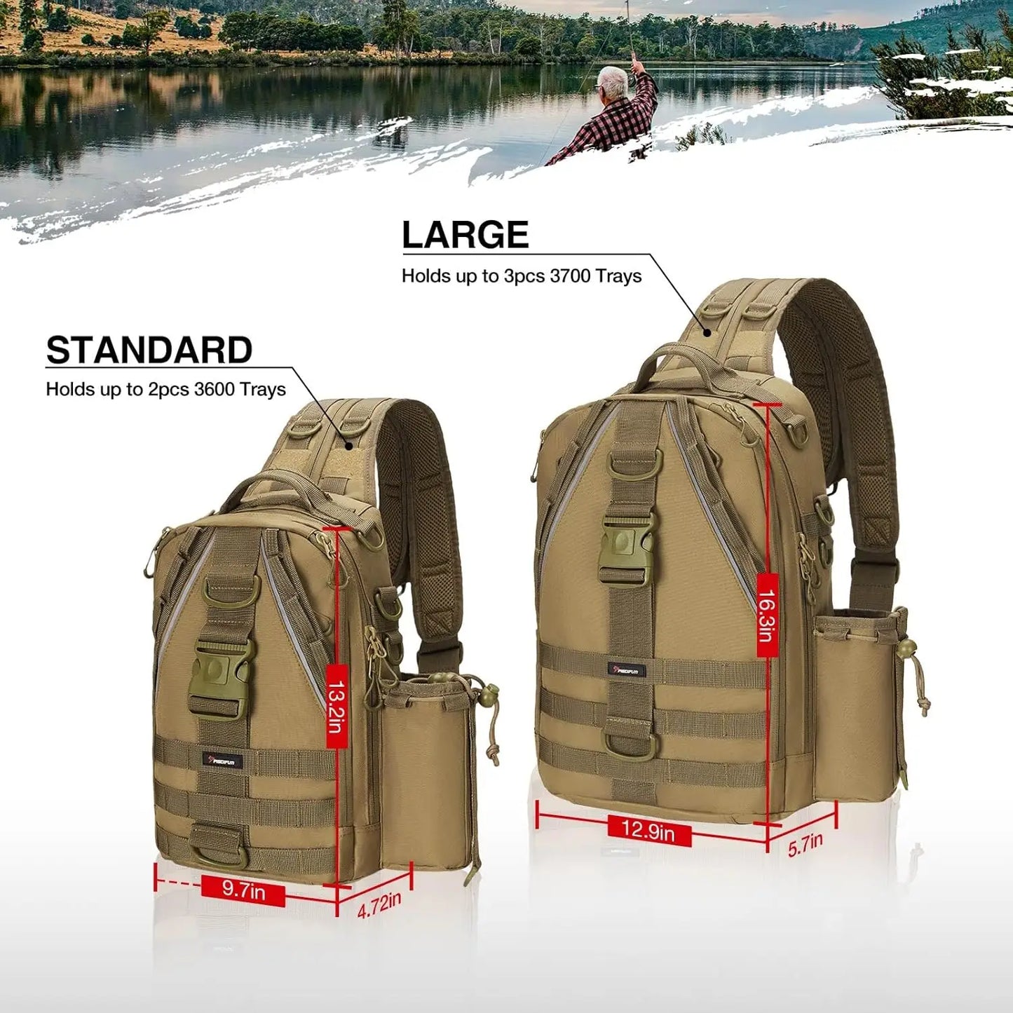 Fishing Tackle Backpack with Rod & Gear Holder,