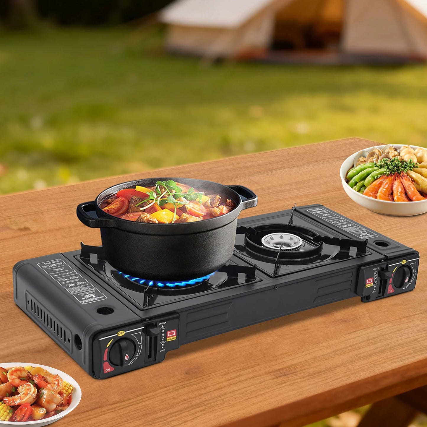 2 Burners Portable Butane Camping Stove