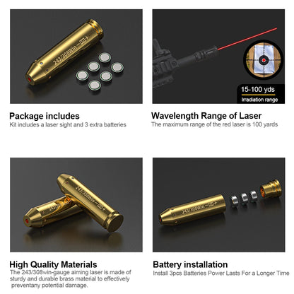 243 308WIN Optics Cartridge Red Dot Laser Bore Brass