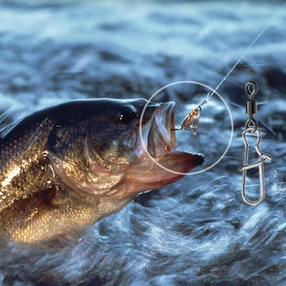 Stainless Steel Fishing Swivel Snaps 4#-12# Rolling Bearing Duo-Lock Connector