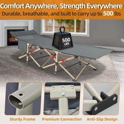 Foldable Camping Cot for Sleeping with Reinforced Aluminum