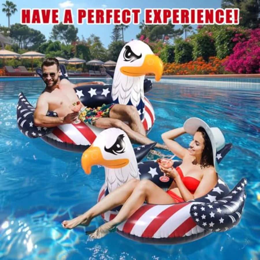 Inflatable Eagle Pool Floats Tube Rings American Flag Design Floating Raft Funny Lake Beach