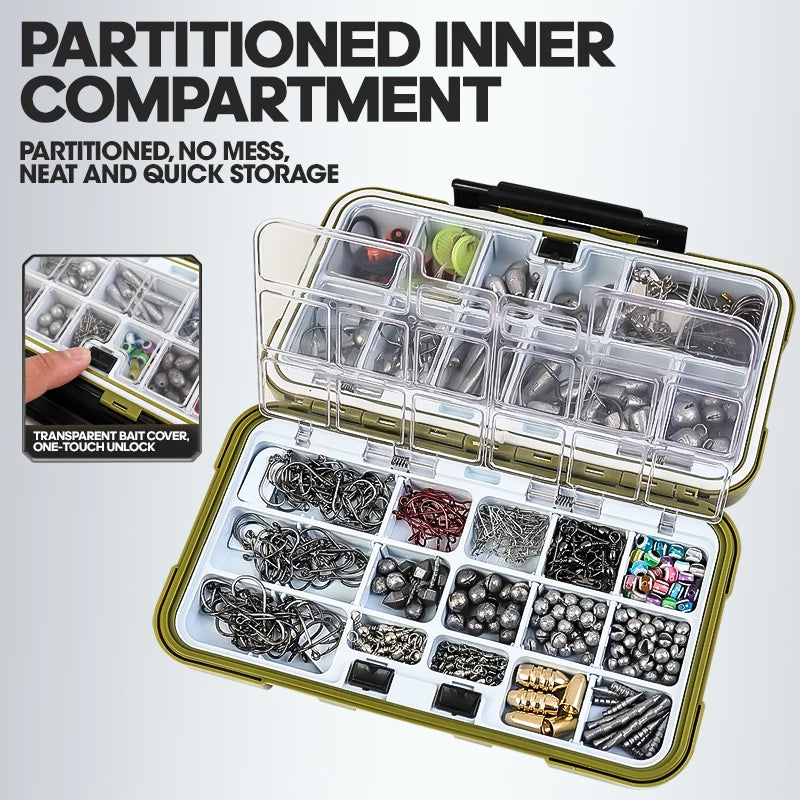 329pcs Fishing Kit with Tackle Box Complete Lure Set