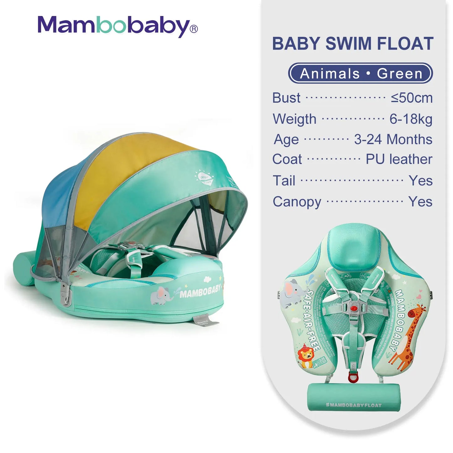 Non-Inflatable Baby Float with Canopy
