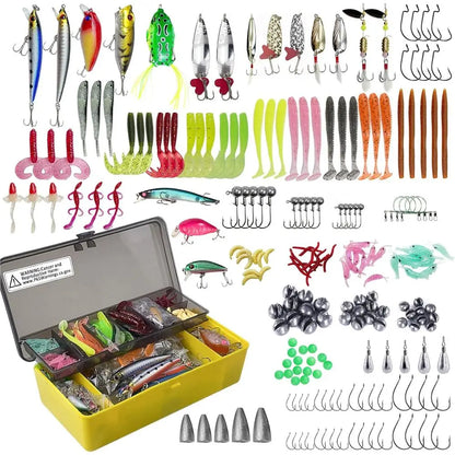 318-Piece Fishing Tackle Kit: Soft Lures, Hooks, Sinkers, Jigs, Crankbaits, Minnows, Swivels, Beads