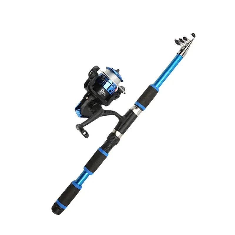 Full Kits With Telescopic Fishing Rod And Spinning Reel Baits Hooks Travel Pole Set