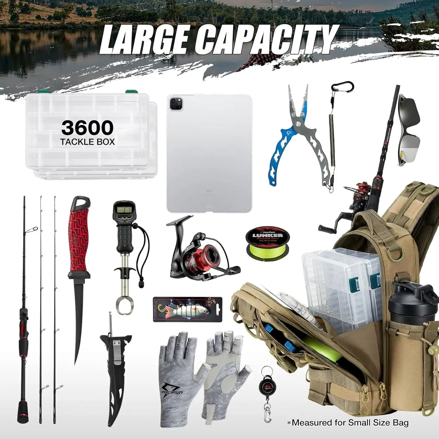 Fishing Tackle Backpack with Rod & Gear Holder,