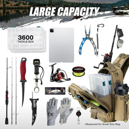 Fishing Tackle Backpack with Rod & Gear Holder,