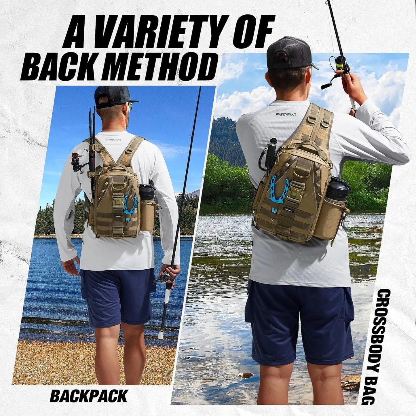 Fishing Tackle Backpack with Rod & Gear Holder,