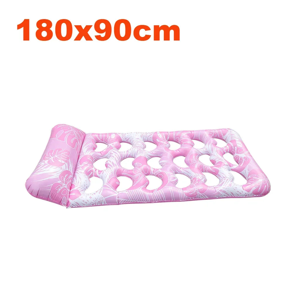 Inflatable Floating Bed with Headrest PVC Floating Lounger Pool Air Mattress for Swimming Pool Beach Adult Water Sleeping Bed