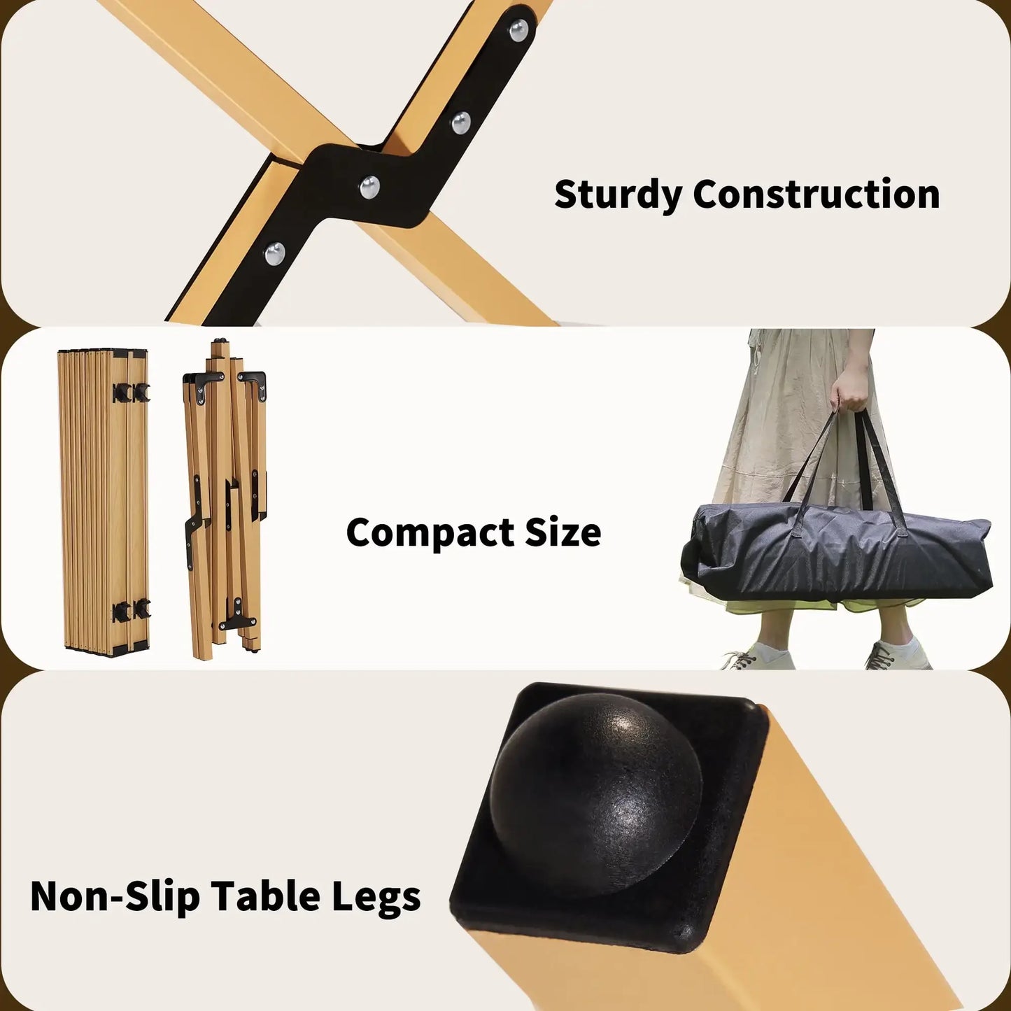 Portable Roll-Top Camping Table, 47.3" x 23.2" x 17.7"