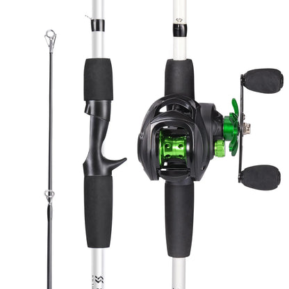 Fishing Rod Reel Combo 1.8m 4-Sections Carbon Fiber Rod and 7.2:1 Speed Gear Ratio Max Drag 8kg for Bass Pike Pesca