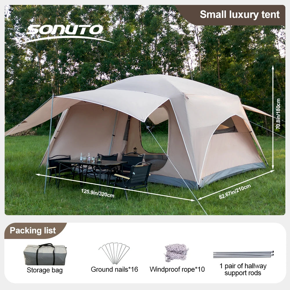 4 Season Camping Tent 3-12 Person Double Layer 2 room