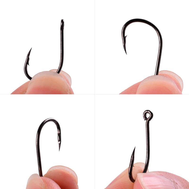 100-500PCS Fishing Hooks Set High Carbon Steel Sharp Durable Barbed Fishhook Rock Fishing Equipment Gear Tackle Accessories