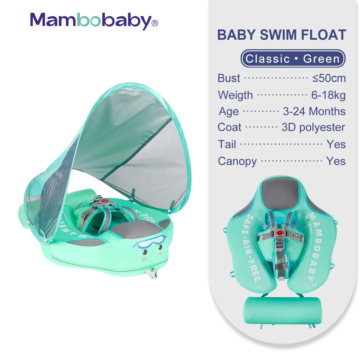 Non-Inflatable Baby Float with Canopy