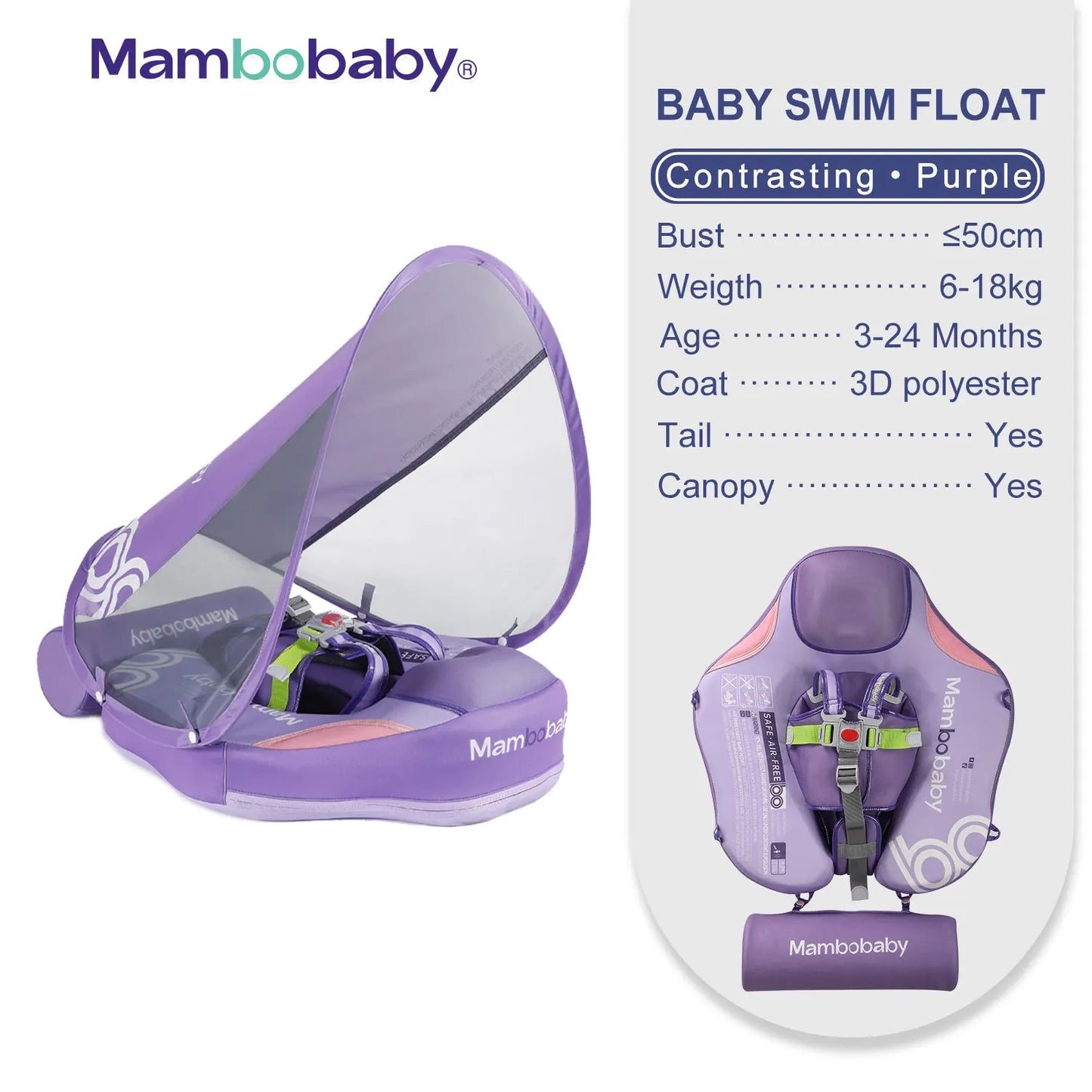 Non-Inflatable Baby Float with Canopy