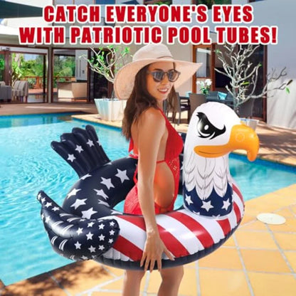 Inflatable Eagle Pool Floats Tube Rings American Flag Design Floating Raft Funny Lake Beach