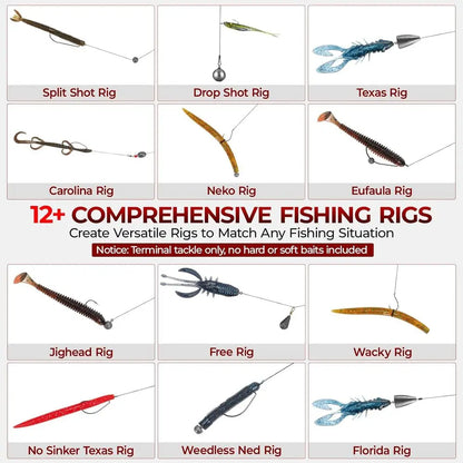 182-400pcs Fishing Kit: Complete Freshwater Tackle Box with Hooks, Weights, Bobbers