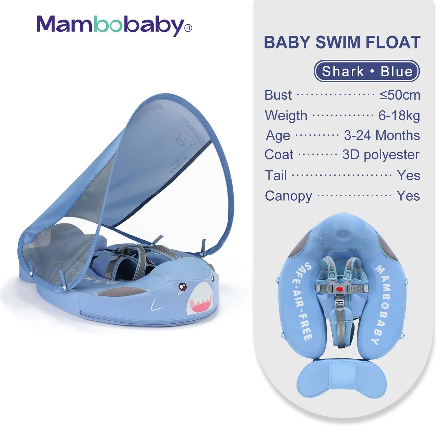 Non-Inflatable Baby Float with Canopy