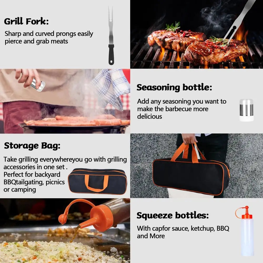 ,Extra Thickened Stainless Steel Grill Accessories Set