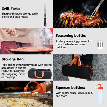 ,Extra Thickened Stainless Steel Grill Accessories Set