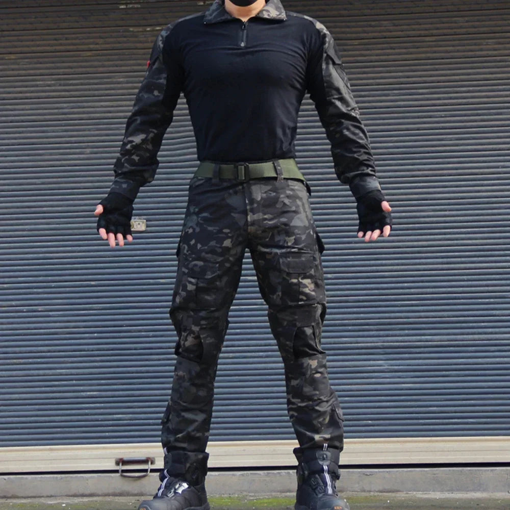 Camo Tactical Uniform Ripstop Suit Multi Pocket Suits Hunting Pants/ Shirts Clothes Sets