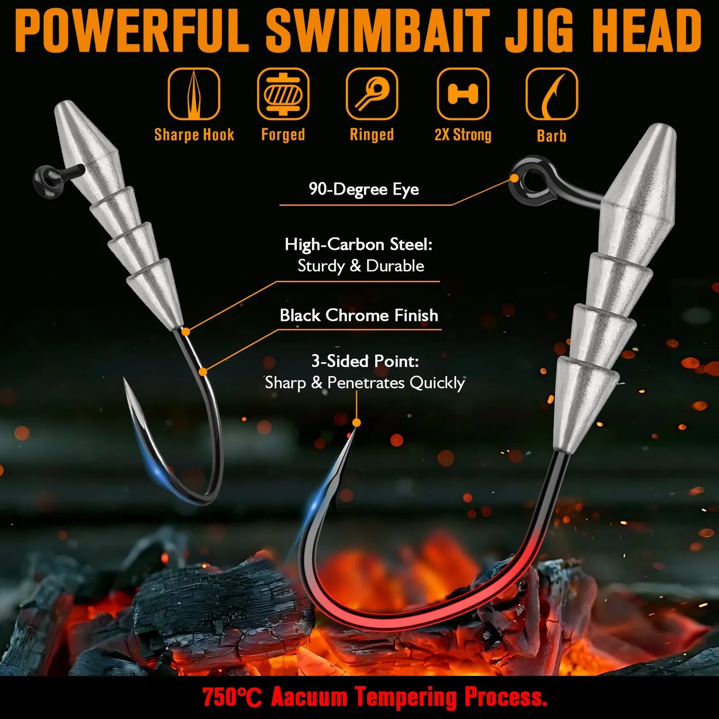 15PCS Hover Rig Jig head Swimbait Heads 1/16OZ 1/8OZ