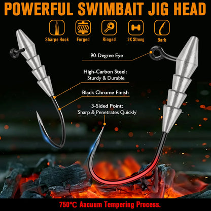 15PCS Hover Rig Jig head Swimbait Heads 1/16OZ 1/8OZ