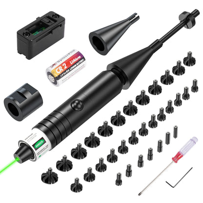 Universal Laser Boresighter Kit: Green Laser, 32 Adapters,